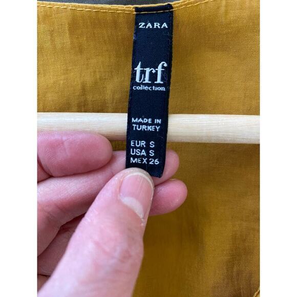 Zara trf Women's S Yellow Ochre Belted V-Neck Button Up Maxi Dress - Picture 6 of 7